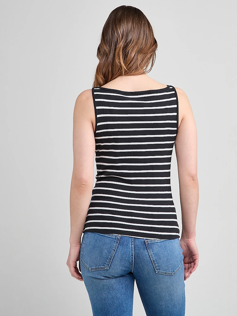 Sleeveless Boatneck Tank Stripe