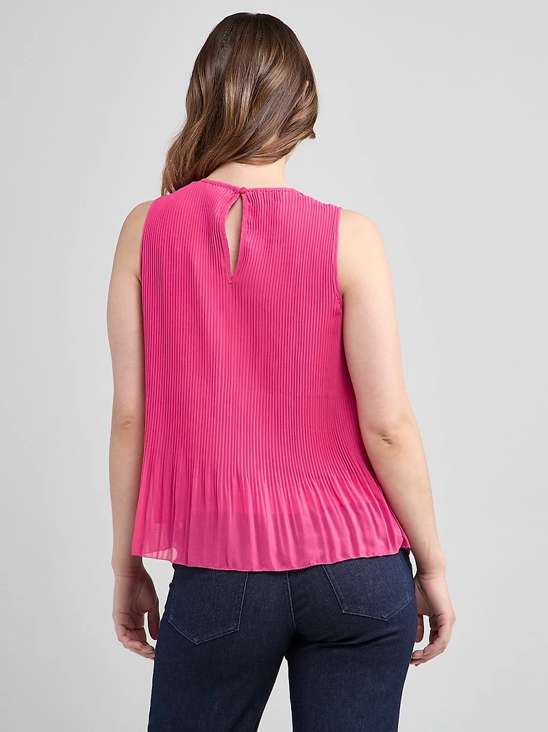 Sleeveless Pleated Top Hot Pink