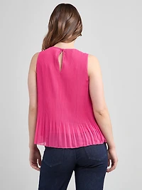 Sleeveless Pleated Top Hot Pink