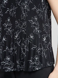Sleeveless Pleated Top Line Floral