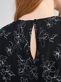 Sleeveless Pleated Top Line Floral