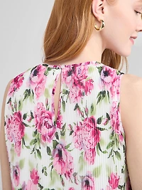 Sleeveless Pleated Top Roses