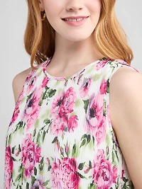 Sleeveless Pleated Top Roses