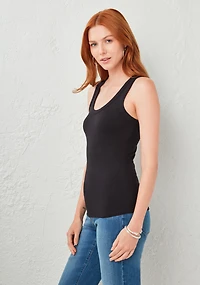 Sleeveless Rib Knit Tank Black