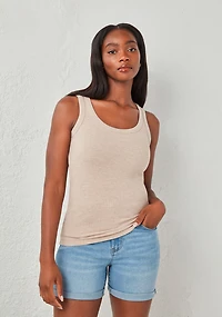 Sleeveless Rib Knit Tank Doeskin