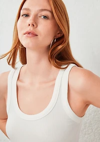 Sleeveless Rib Knit Tank White