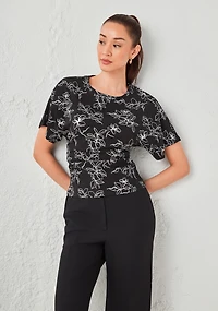 T-Shirt With Side Shirring Line Floral