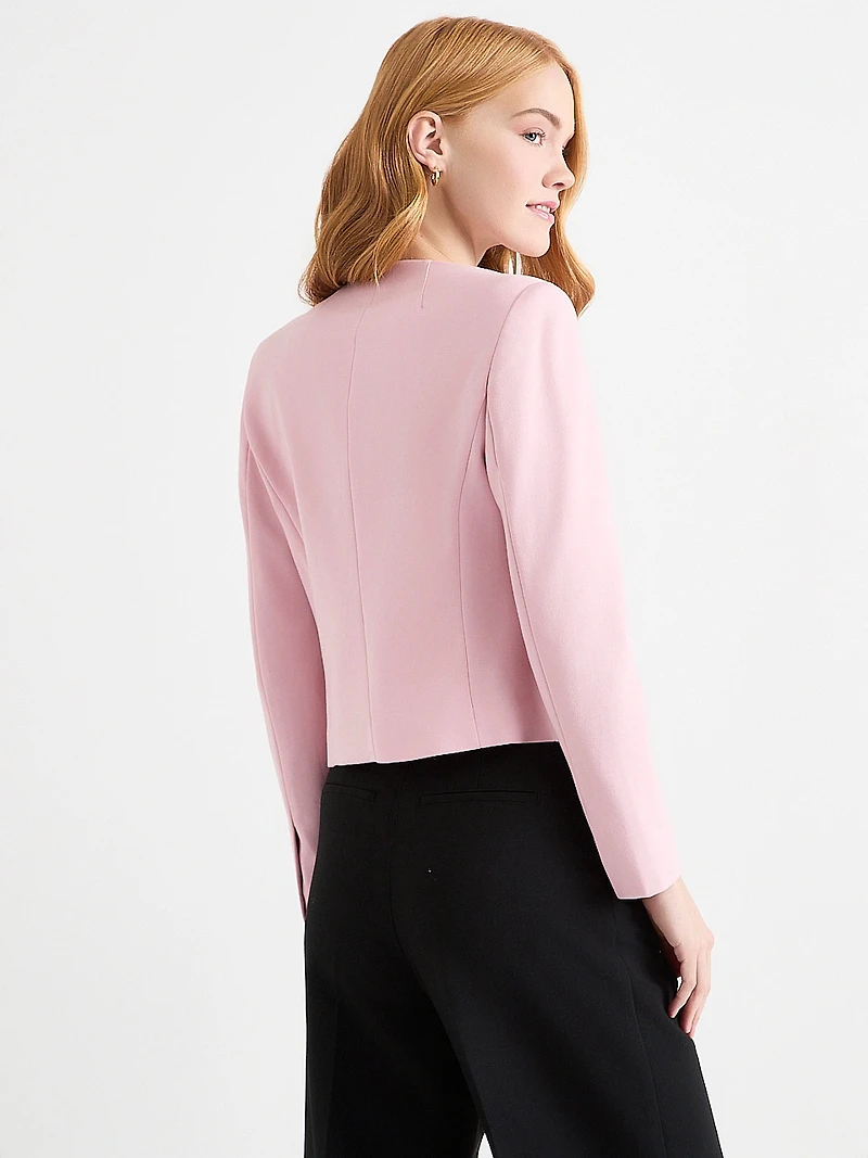 Open Collarless Short Blazer Blush