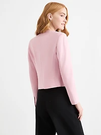 Open Collarless Short Blazer Blush