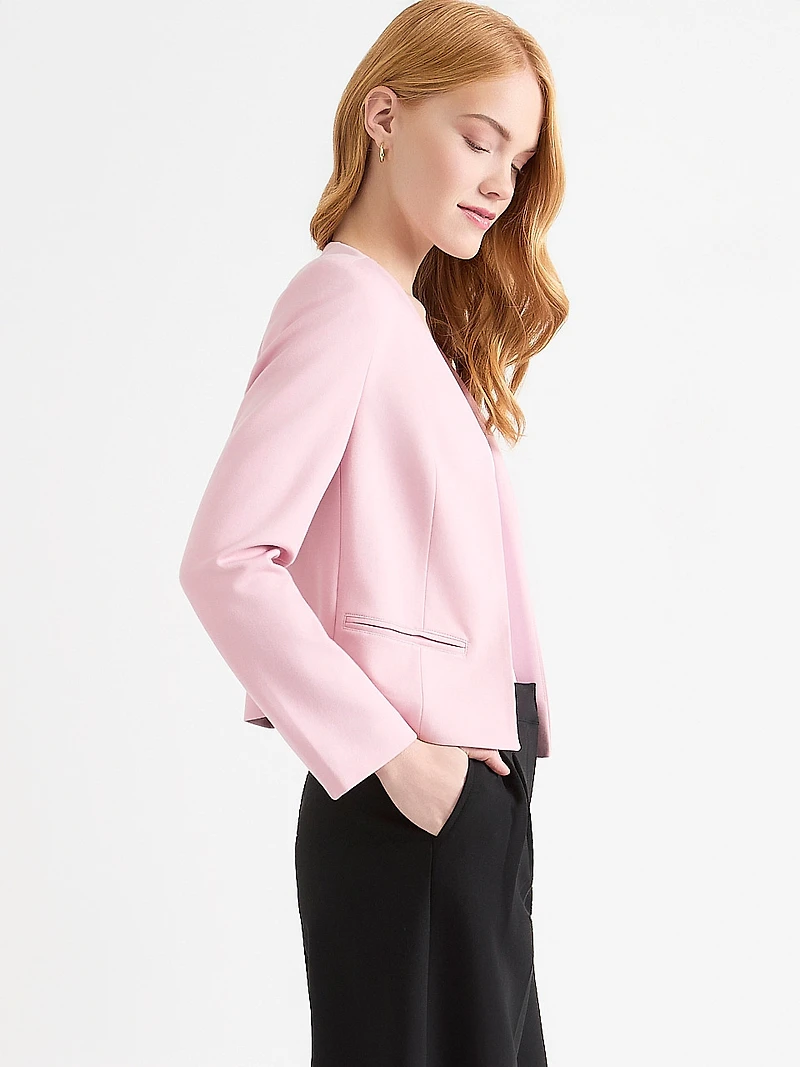 Open Collarless Short Blazer Blush