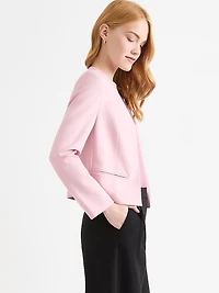 Open Collarless Short Blazer Blush