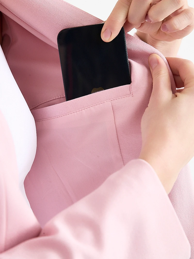 Open Collarless Short Blazer Blush