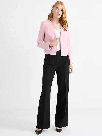 Open Collarless Short Blazer Blush