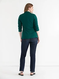 Eden Hampton Ponte Three-Quarter Ruched Sleeve Blazer