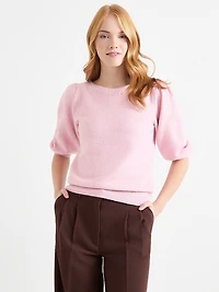 Puffed Elbow-Length Sleeve Pullover Coffee
