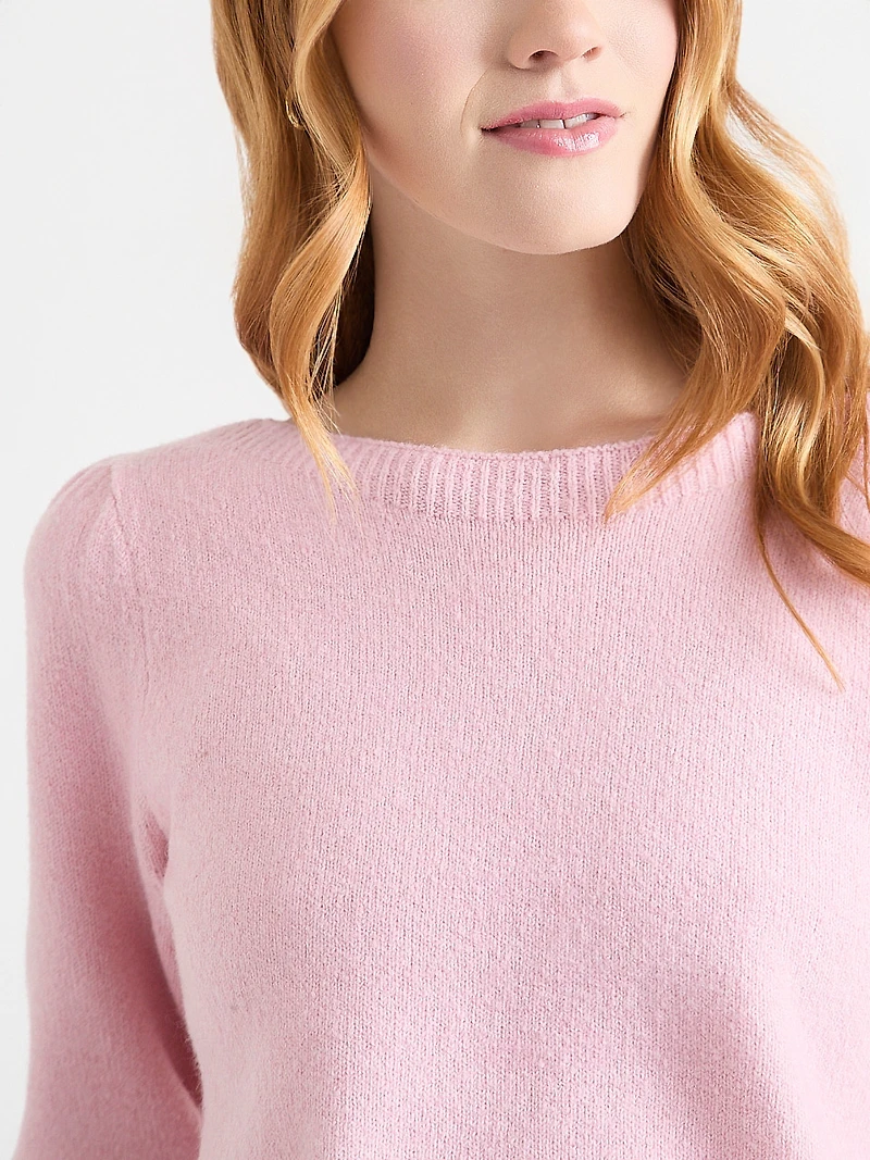 Puffed Elbow-Length Sleeve Pullover Coffee