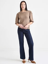 Puffed Elbow-Length Sleeve Pullover Mocha
