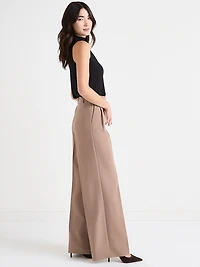 Super High Rise Pleated Wide Leg Pant Mocha