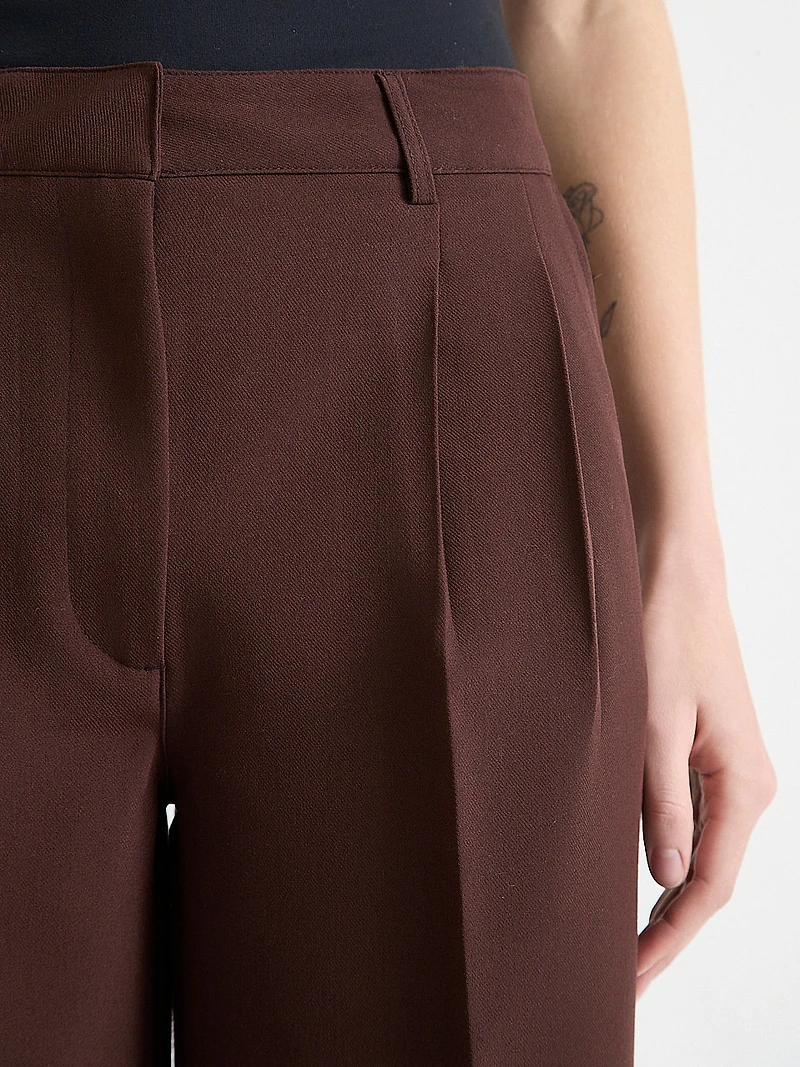 Super High Rise Pleated Wide Leg Pant Mocha