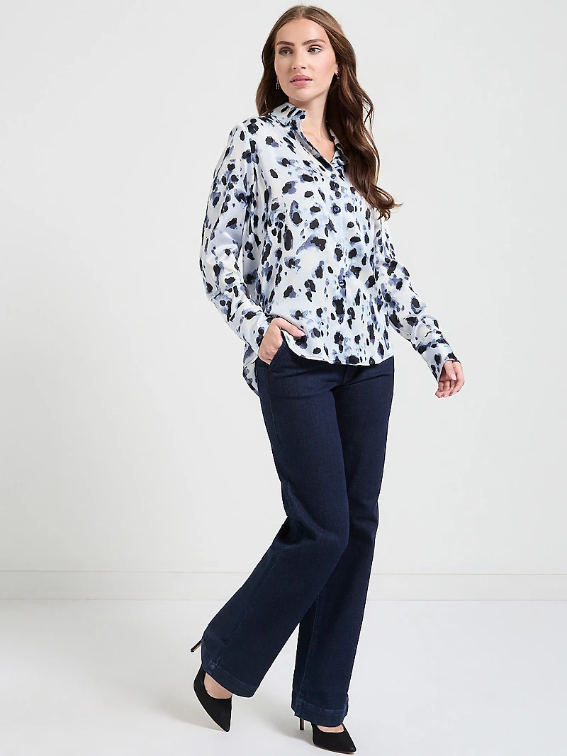 Isabel Collared Shirt Black and White Stripe