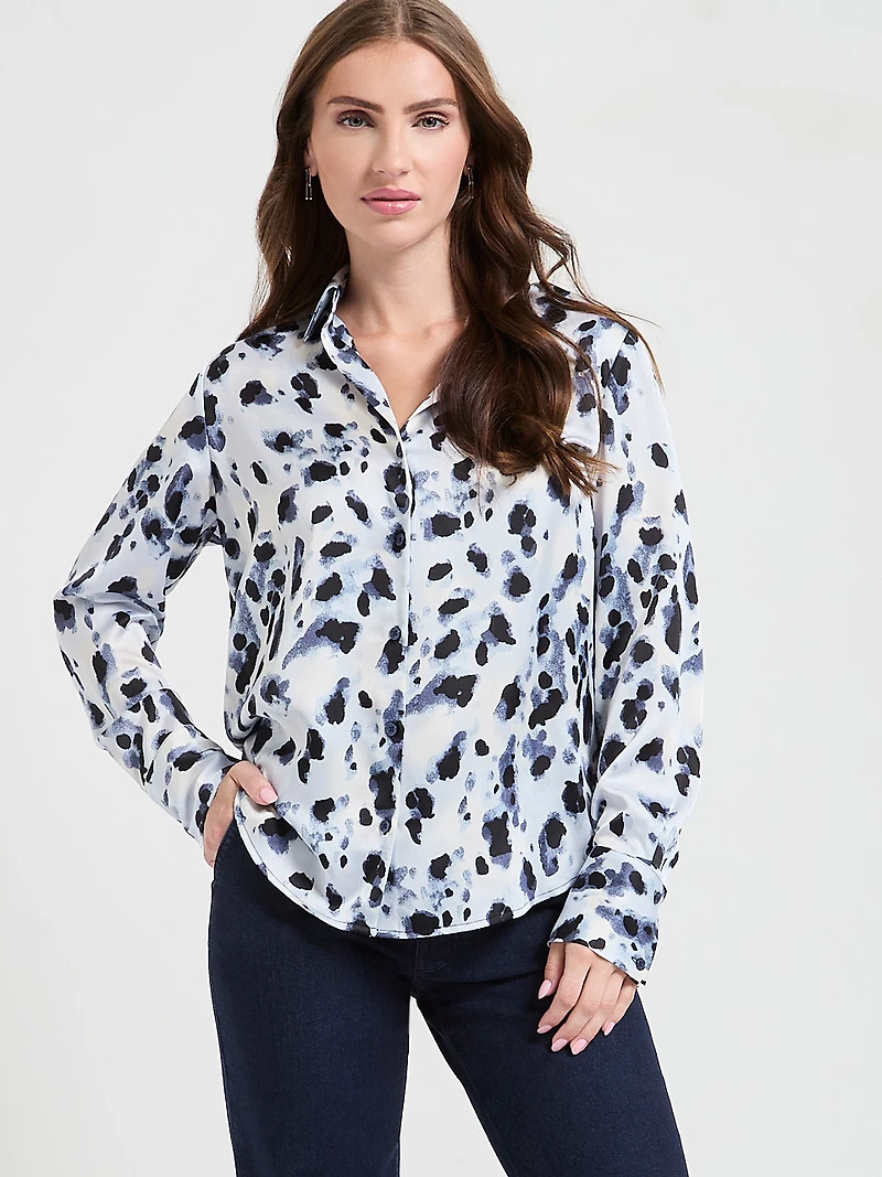 Isabel Collared Shirt Black and White Stripe
