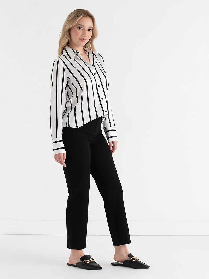 Isabel Collared Shirt Black and White Stripe