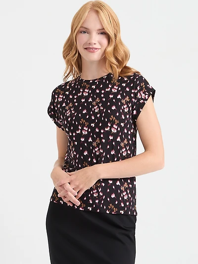 Cuffed Extend Sleeve Top Mini Floral