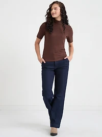 Whisper Knit Elbow Sleeve Turtleneck Coffee