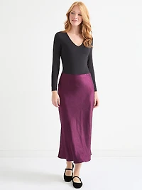 Satin Midi-Skirt Dove Grey