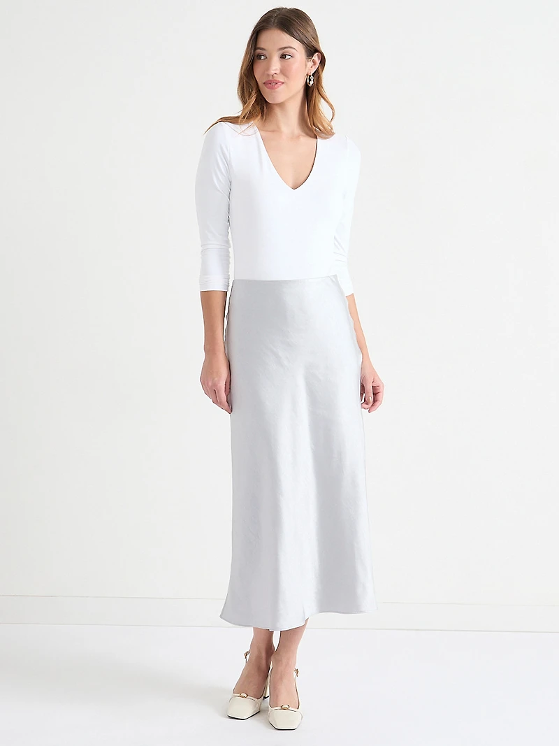 Satin Midi-Skirt Dove Grey
