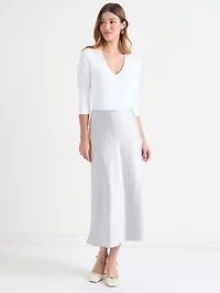 Satin Midi-Skirt Dove Grey