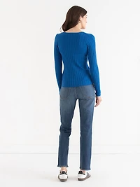 V-Neck Ribbed Sweater Beaujolais