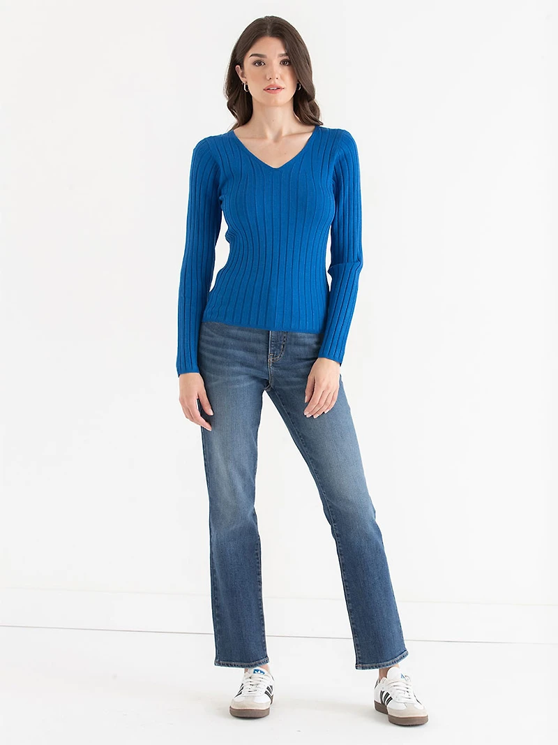V-Neck Ribbed Sweater Beaujolais