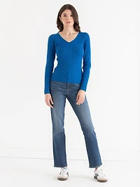 V-Neck Ribbed Sweater Beaujolais