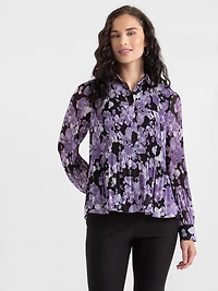 Release Pleat Blouse Purple Floral
