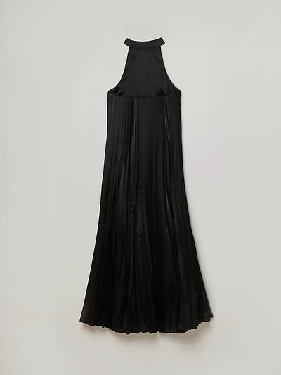Backless Satin Halter Maxi Dress