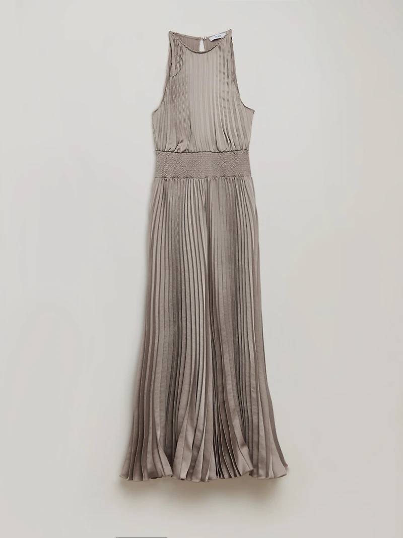 Satin Halter Dress Oyster