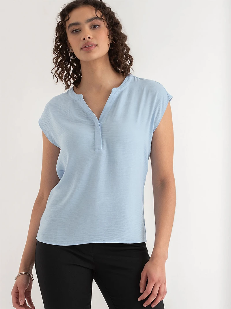 Linny Extend-Sleeve Henley Blue Animal