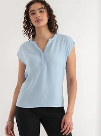 Linny Extend-Sleeve Henley Blue Animal
