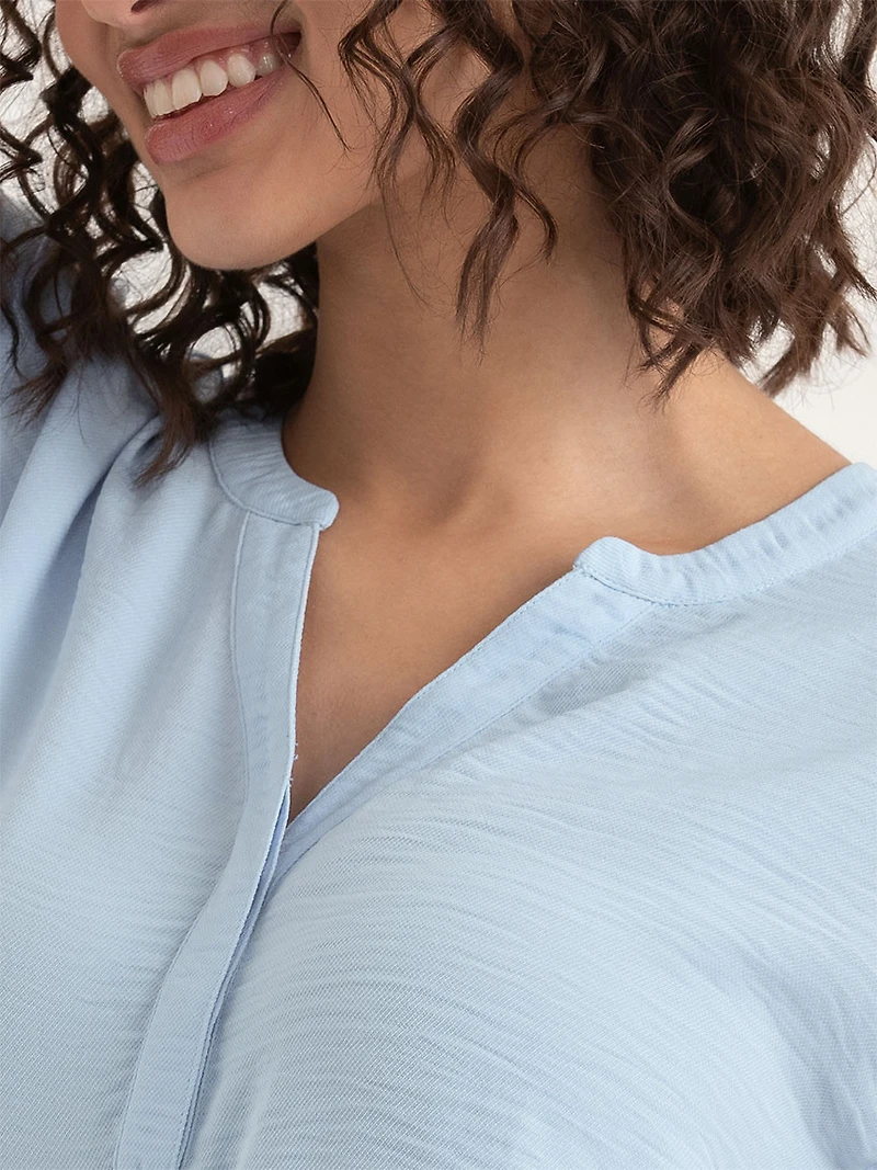 Linny Extend-Sleeve Henley Blue Animal