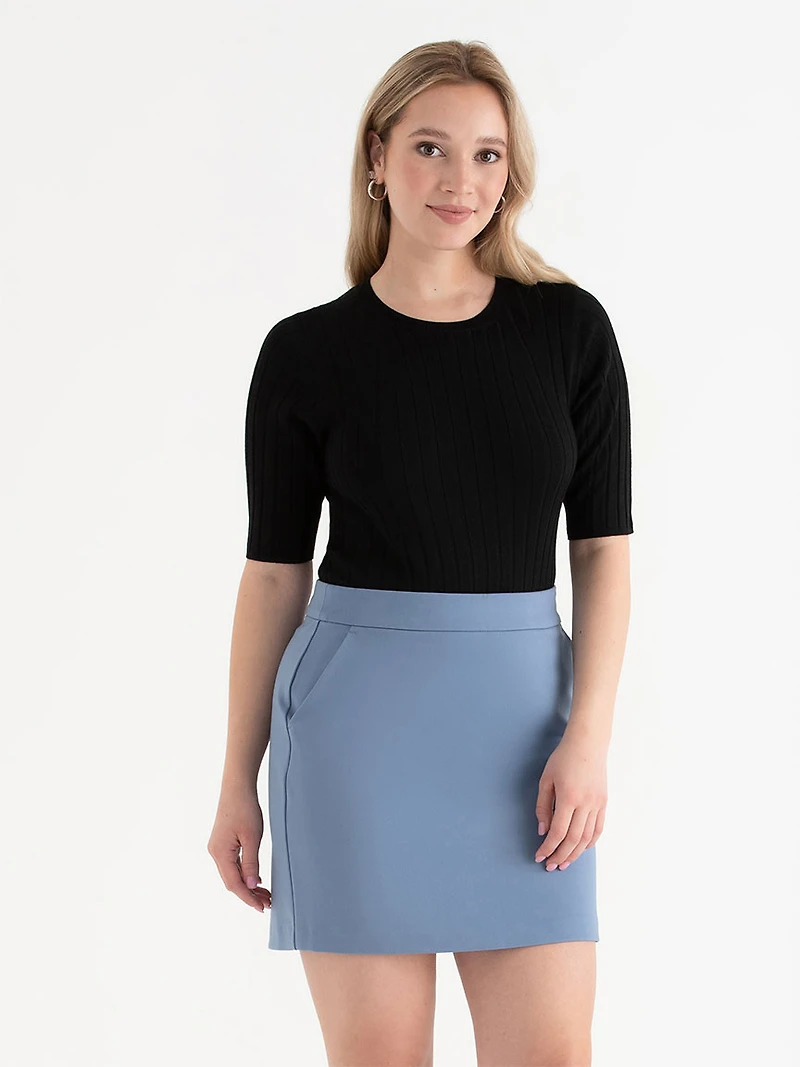 Luxe Ponte  Mini Skirt Charcoal