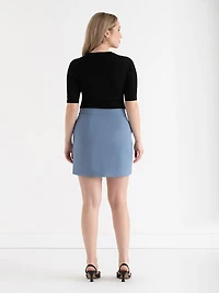 Luxe Ponte  Mini Skirt Charcoal
