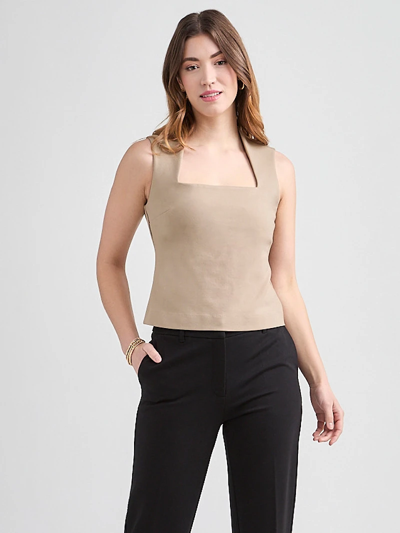 Ponte Square Neck Top Teak