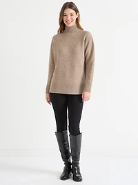 Wool-Blend Mockneck Tunic Sweater Classic Blue