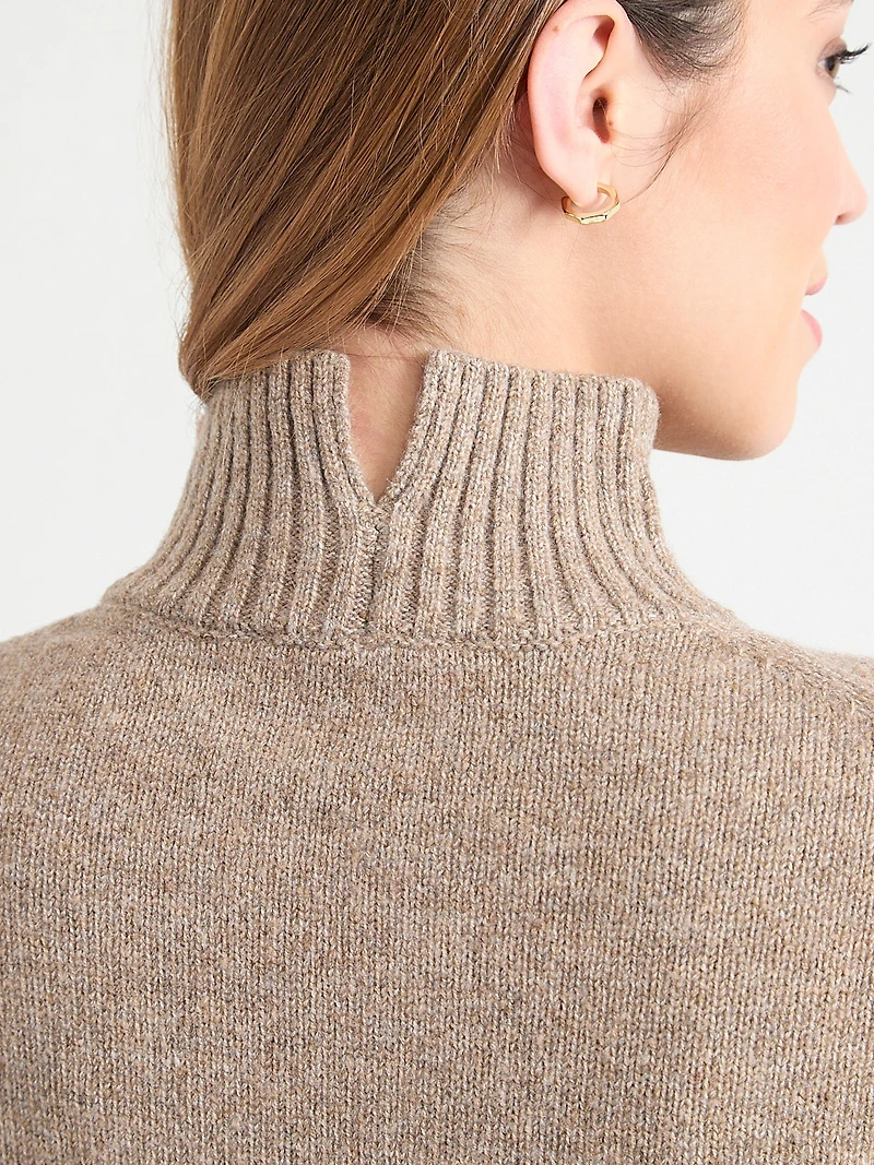 Wool-Blend Mockneck Tunic Sweater Classic Blue