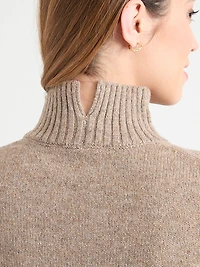 Wool-Blend Mockneck Tunic Sweater Classic Blue