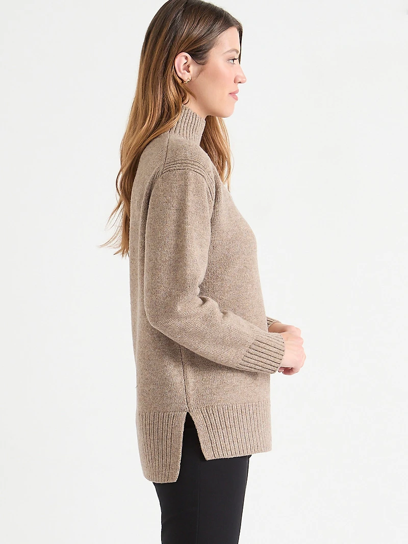 Wool-Blend Mockneck Tunic Sweater Classic Blue