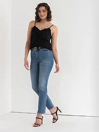 Ruffle Cami Blouse Black Floral Print