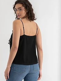Ruffle Cami Blouse Black Floral Print