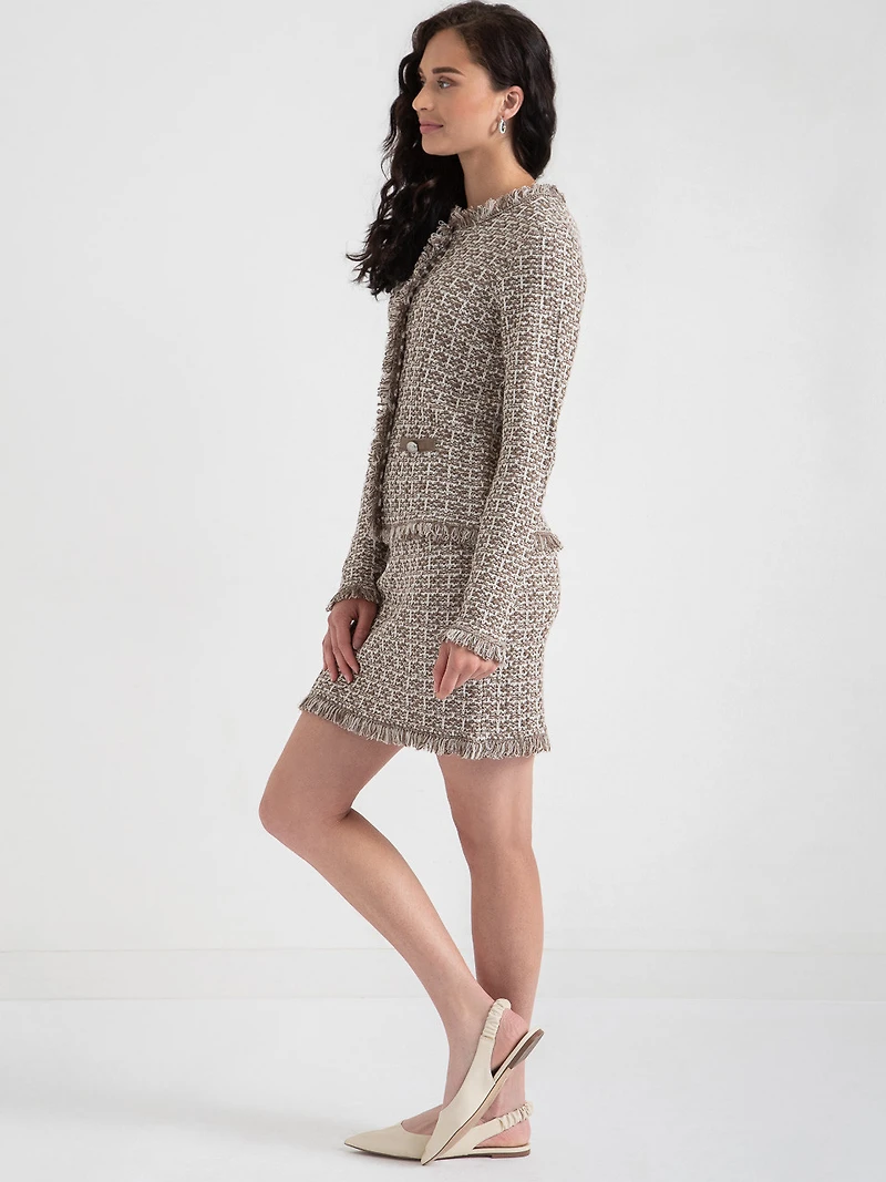 Tweed Cardigan Shitake Mix